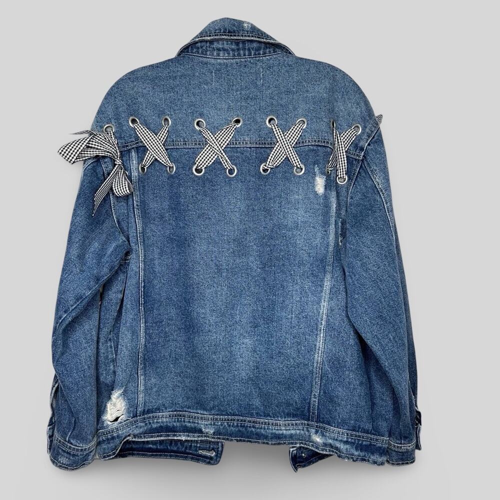 Zara Denim Ribbon Jacket - Picture 2 of 5